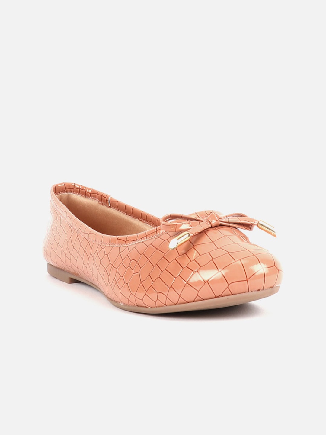 

Carlton London Textured Ballerinas With Bows, Peach