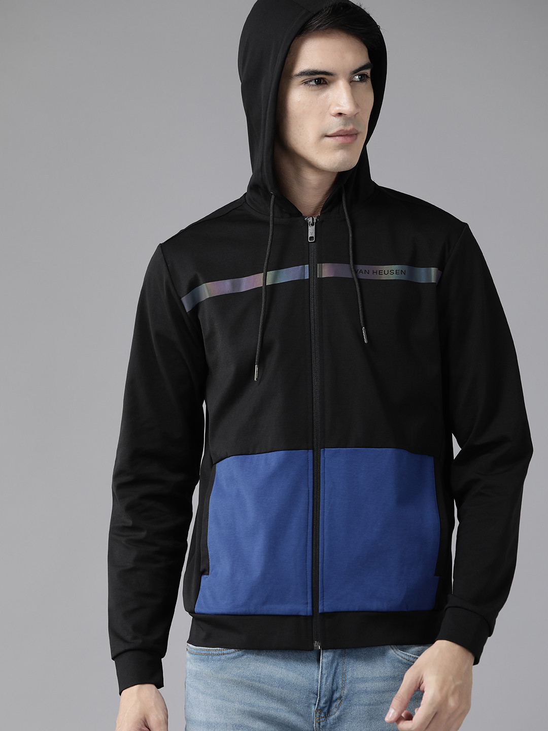 

Van Heusen Colourblocked Bomber Jacket, Black