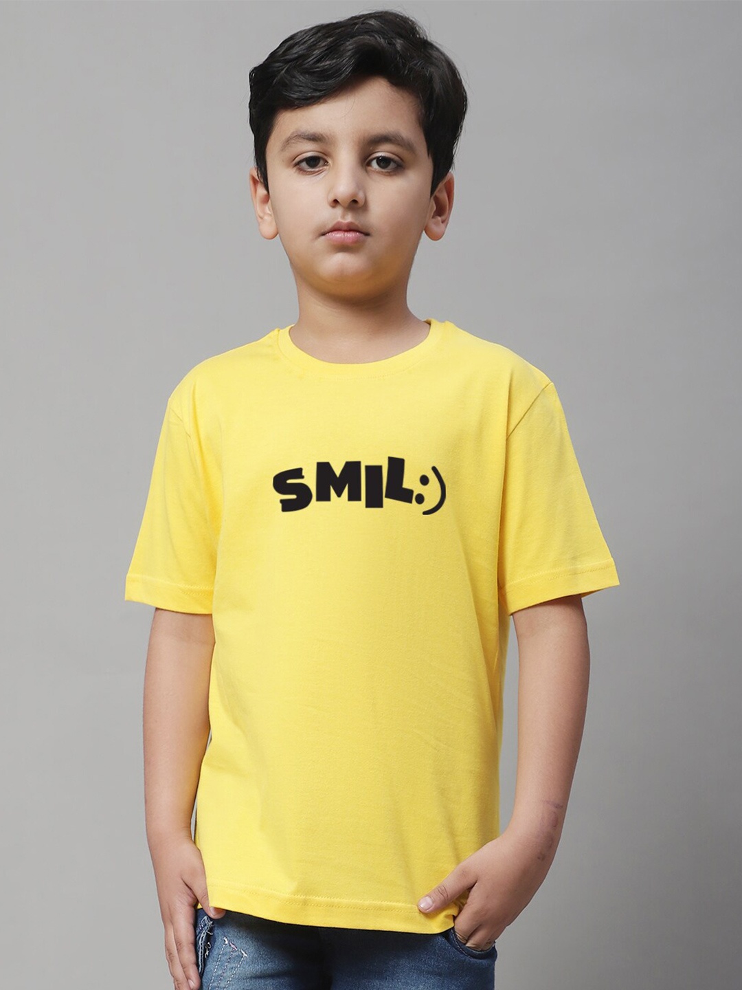 

Friskers Boys Typography Printed Pure Cotton T-shirt, Yellow