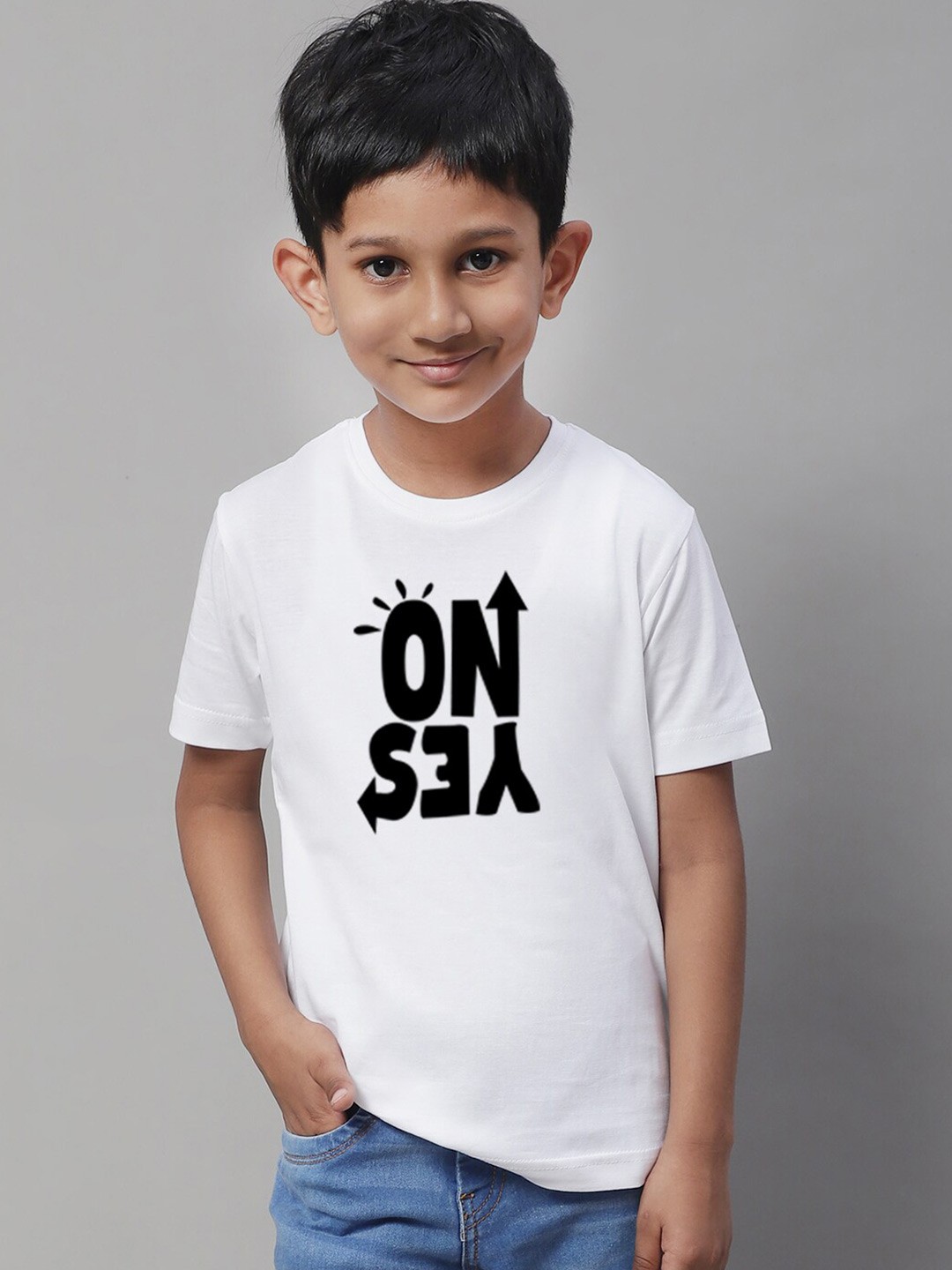 

Friskers Boys Typography Printed Short Sleeves Pure Cotton T-shirt, White