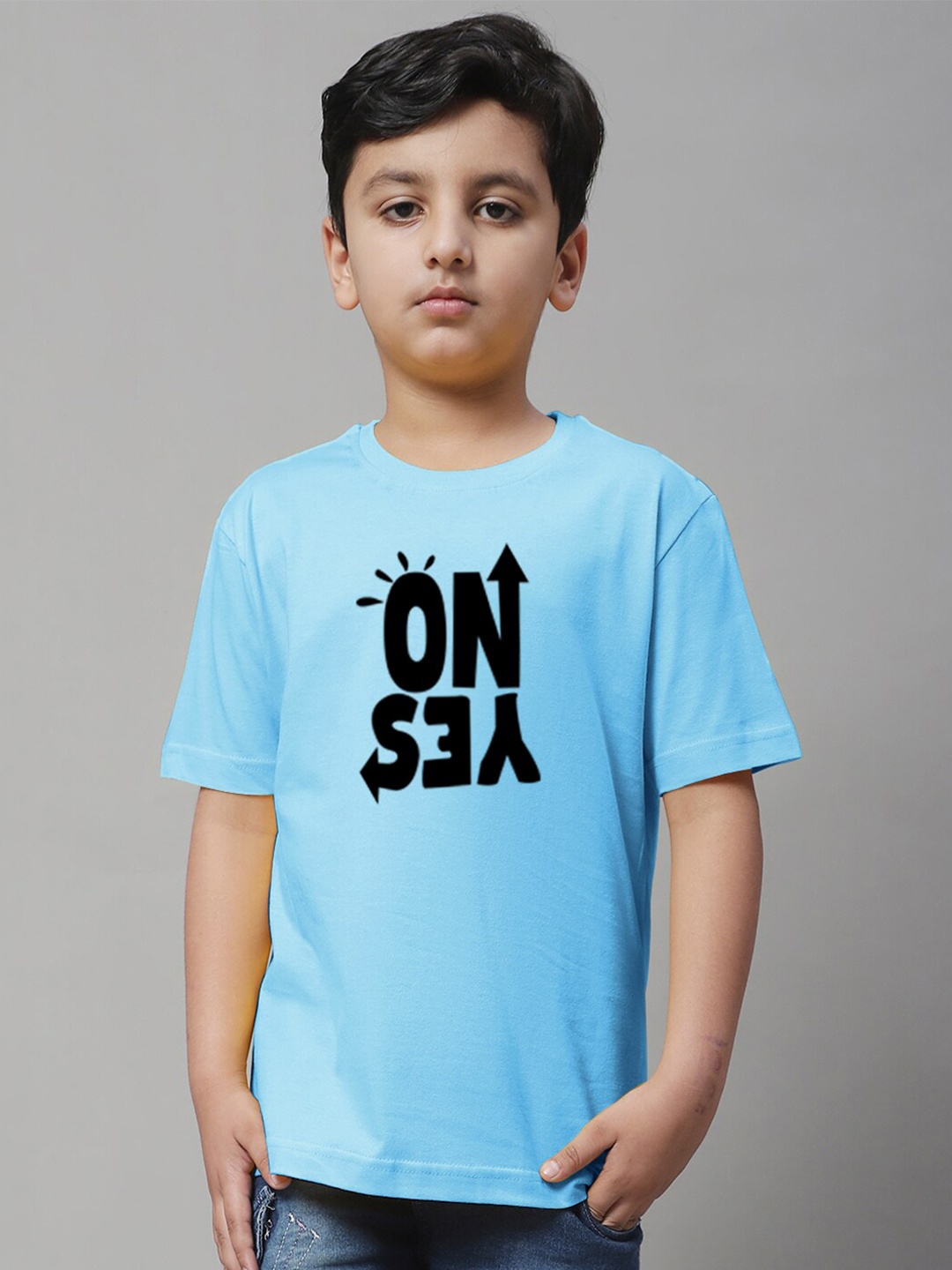 

Friskers Boys Typography Printed Short Sleeves Pure Cotton T-shirt, Turquoise blue