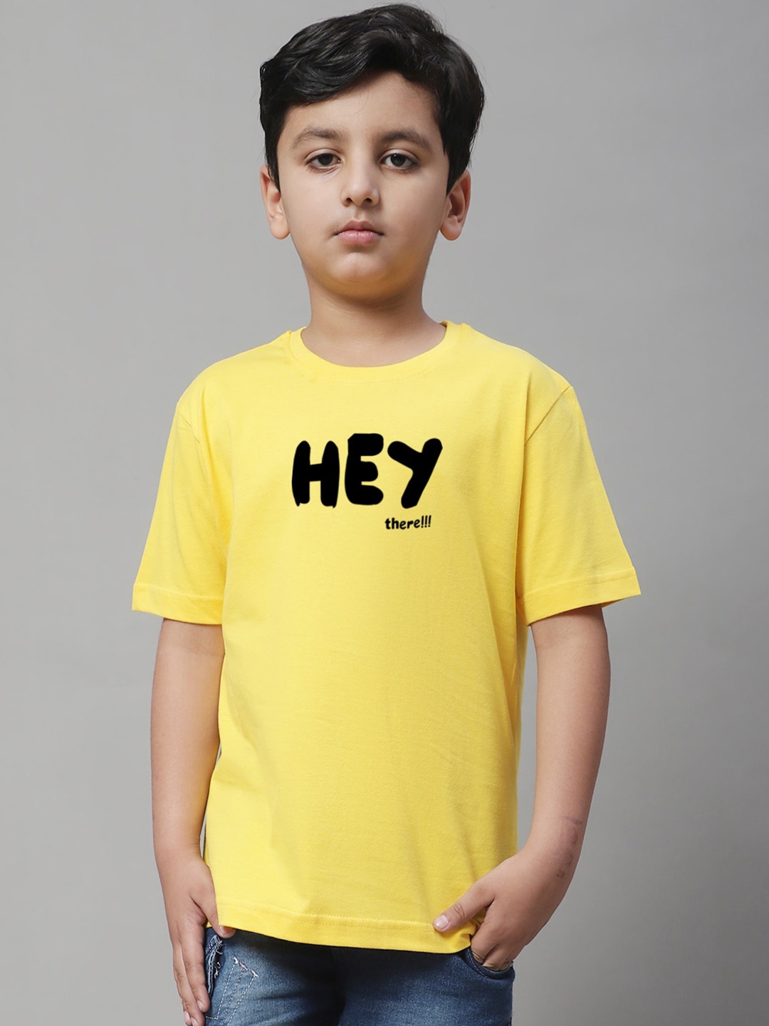 

Friskers Boys Typography Printed Short Sleeves Pure Cotton T-shirt, Yellow