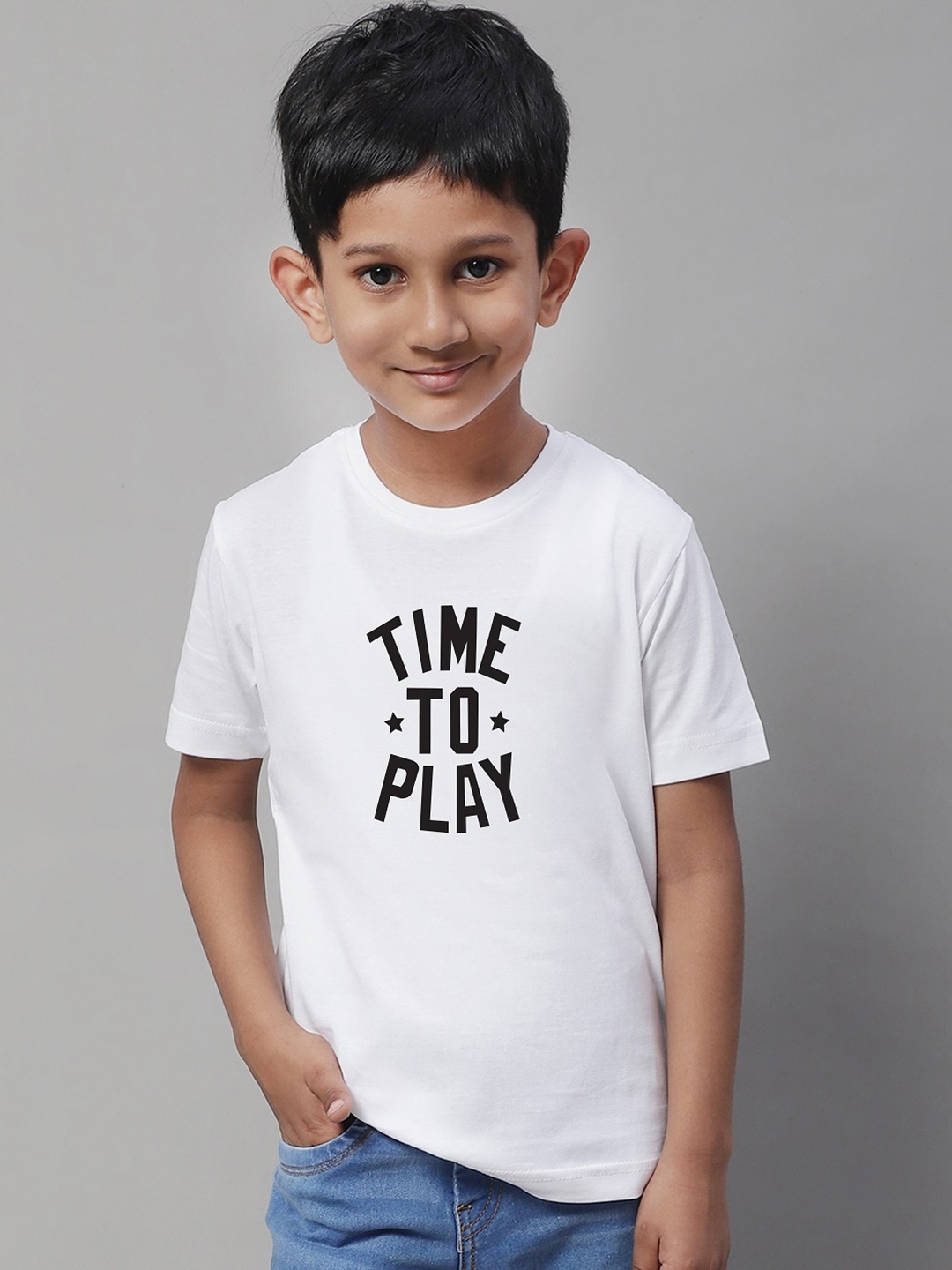 Friskers Boys Typography Printed Pure Cotton T-shirt, White