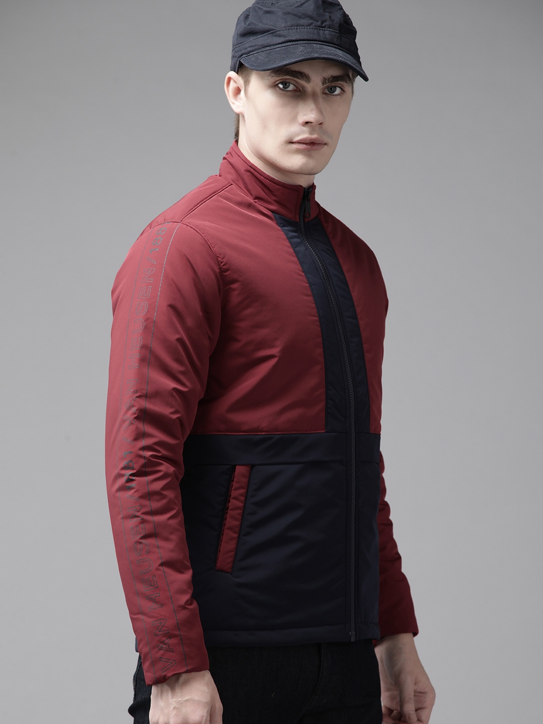 

Van Heusen Colourblocked No Padded Jacket, Maroon