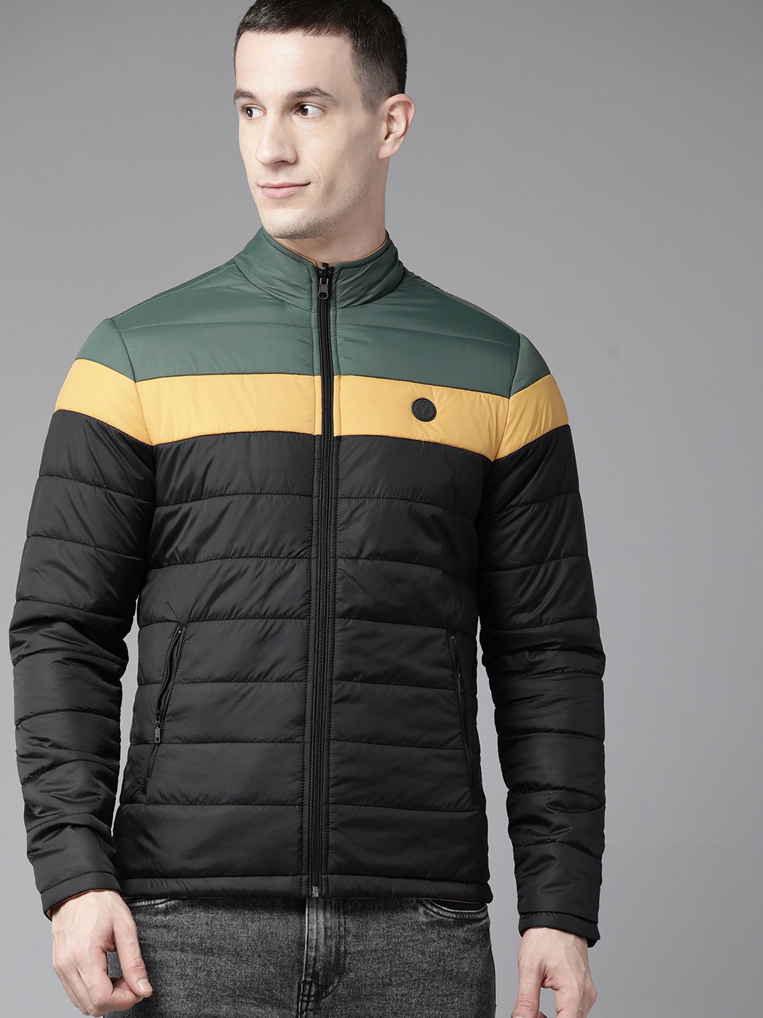 

Van Heusen Colourblocked Reversible Padded Jacket, Black