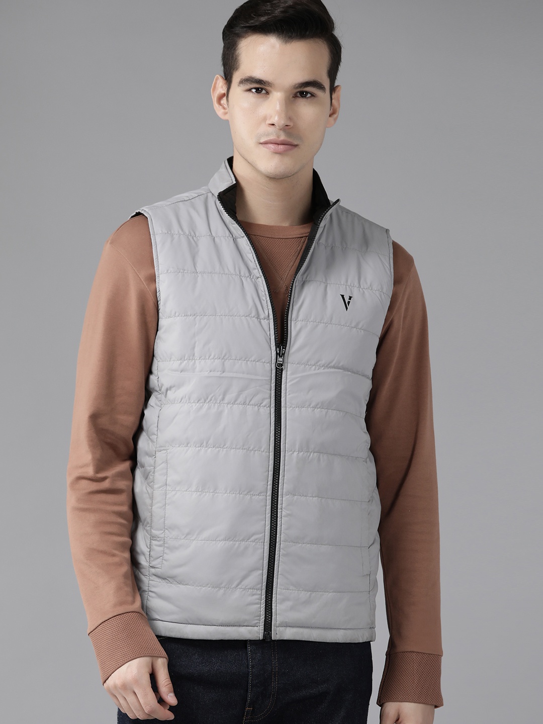 

Van Heusen Solid Reversible Padded Jacket, Grey