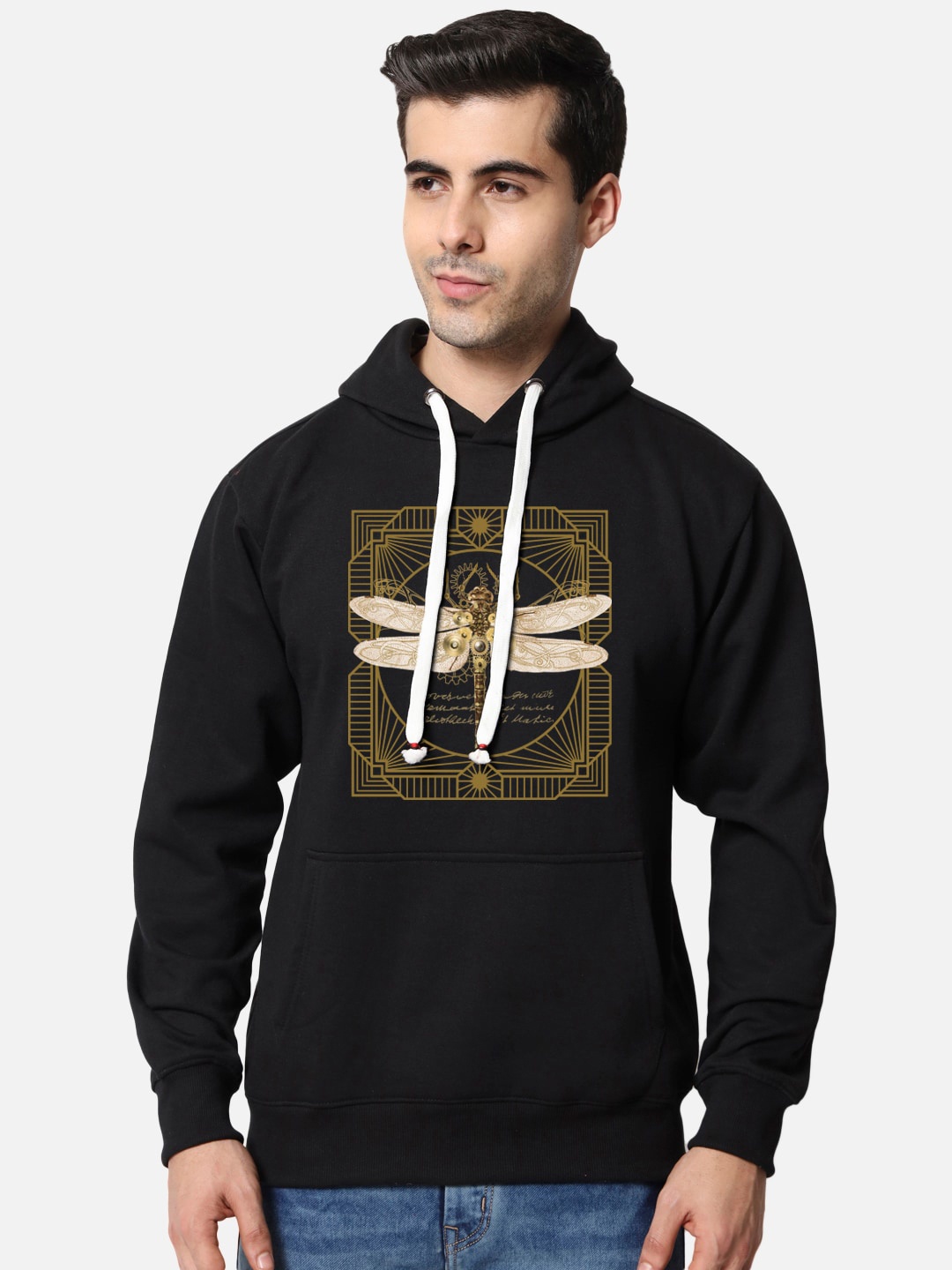 

FFLIRTYGO Graphic Printed Long Sleeves Fleece Hooded Pullover Sweatshirt, Black