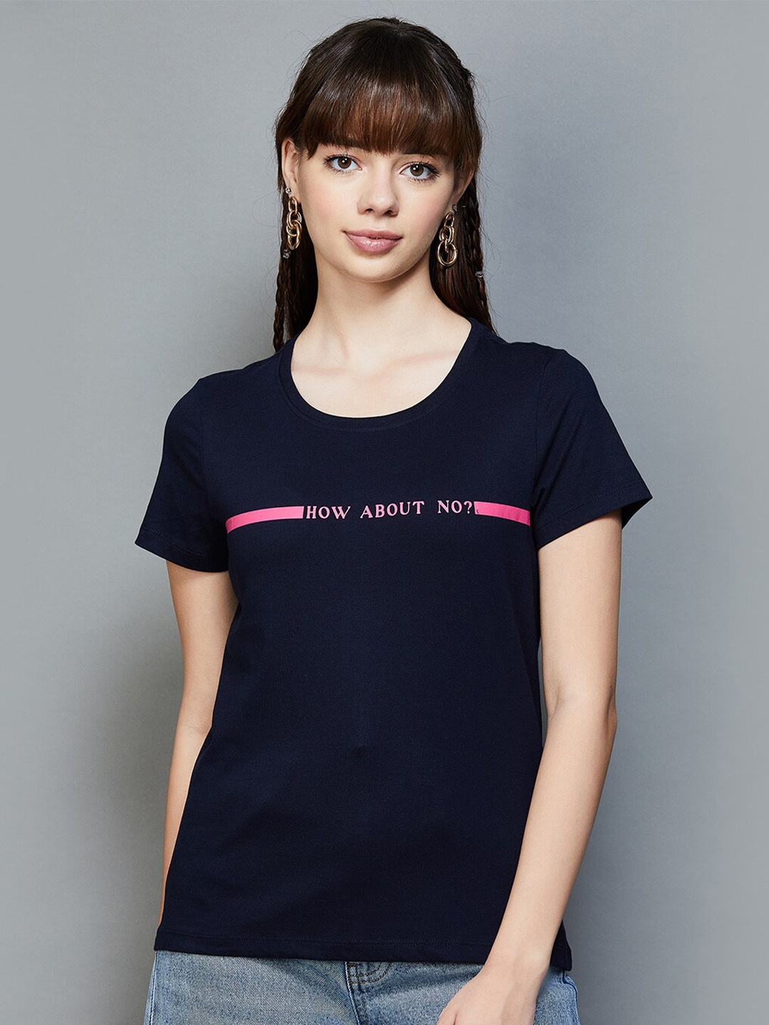 

Fame Forever by Lifestyle Typography Printed Cotton Tshirts, Blue