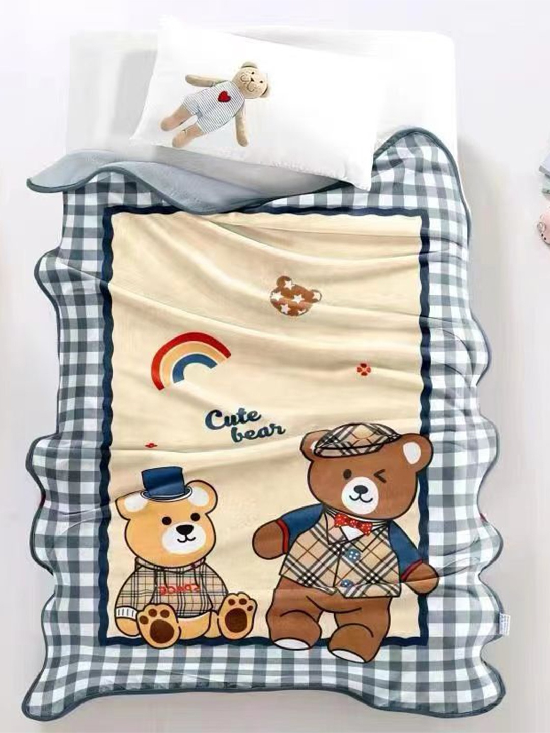 

Butterthief Grey & White Cartoon Characters Fleece AC Room Single Bed Blanket