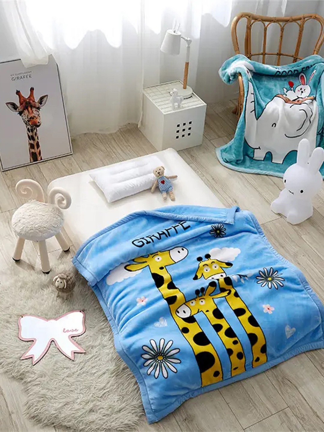 

Butterthief Blue & Yellow Cartoon Characters Mink Heavy Winter Single Bed Blanket