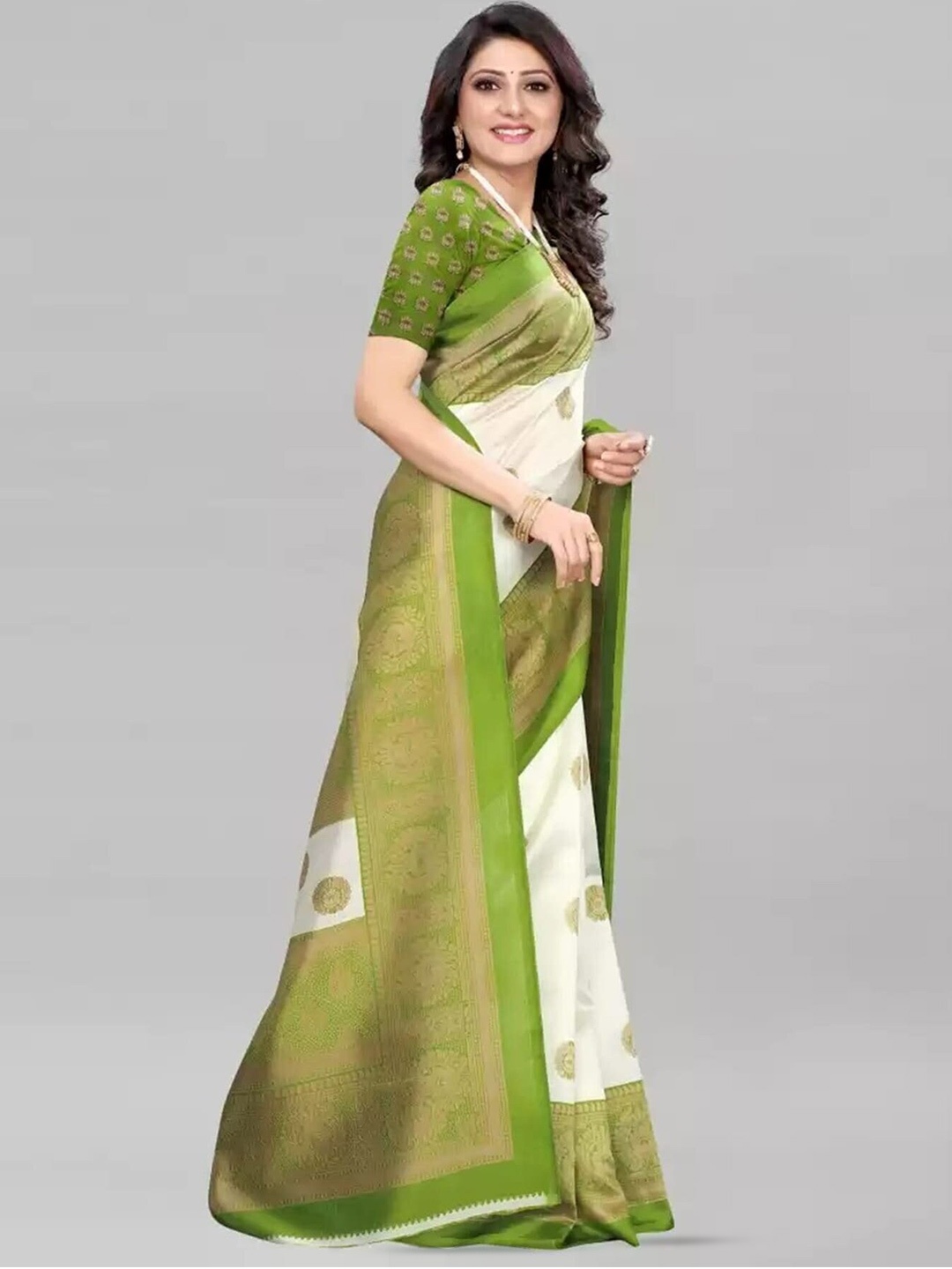 

KALINI Ethnic Motifs Printed Saree, White