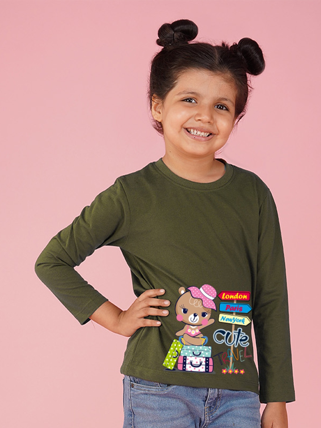 

NUSYL Girls Graphic Printed T-shirt, Green