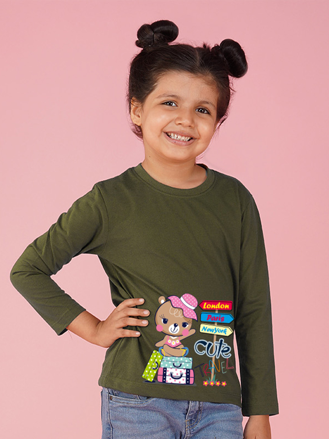 

NUSYL Girls Graphic Printed T-shirt, Green