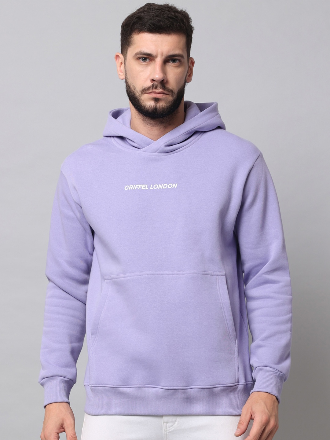 

GRIFFEL Long Sleeves Hooded Fleece Sweatshirt, Lavender