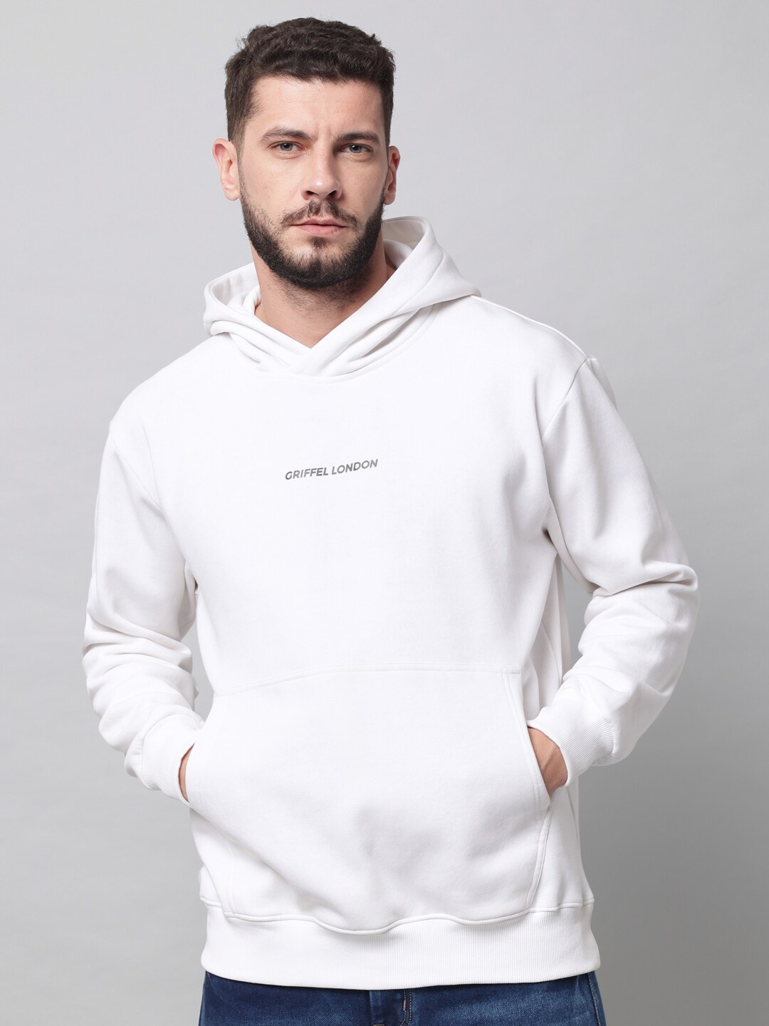 

GRIFFEL Hooded Fleece Pullover, White