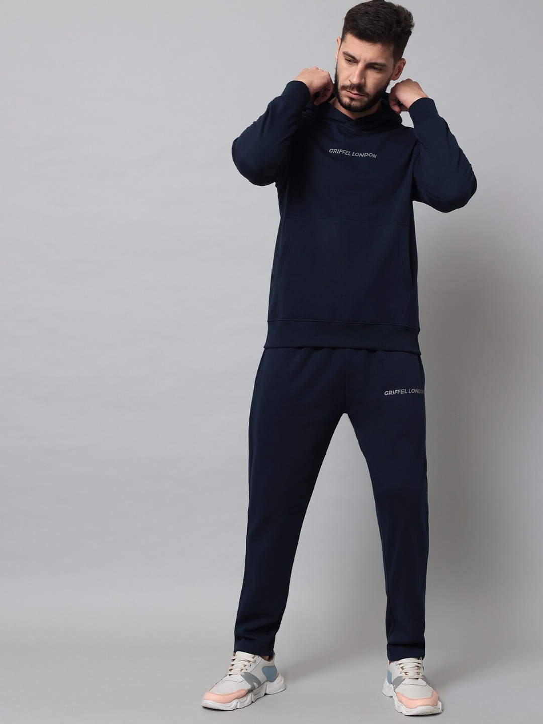 

GRIFFEL Fleece Hooded Sweatshirt & Track Pant, Navy blue