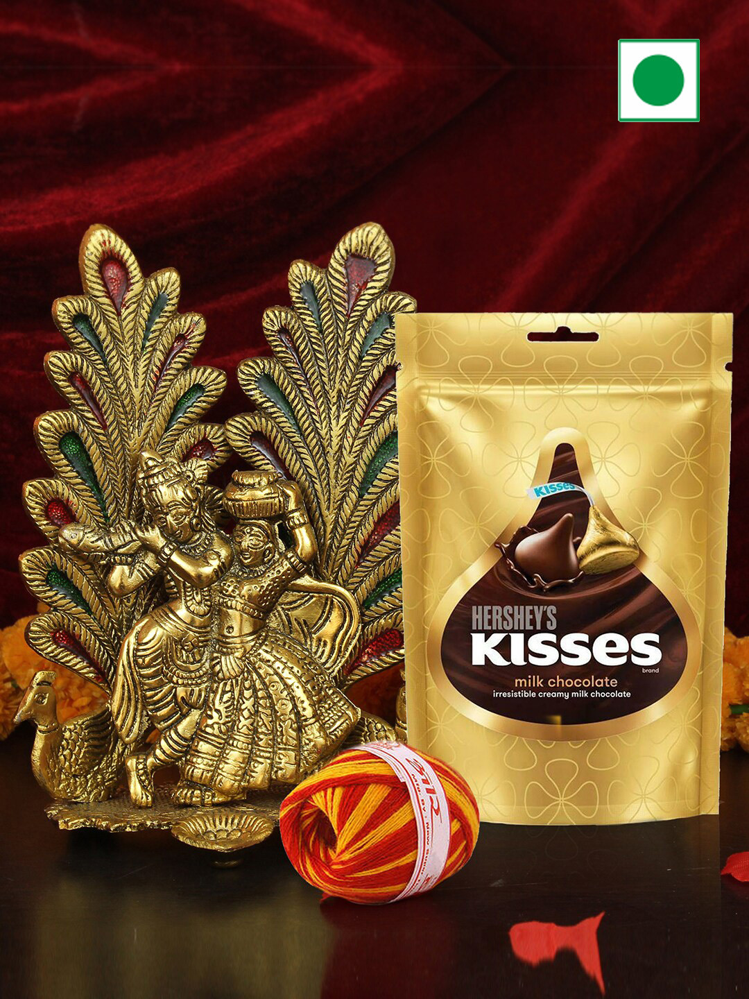 

TIED RIBBONS Bhai Dooj Gift Set Chocolates Idol Statue Card Kalawa Roli Chawal, Gold