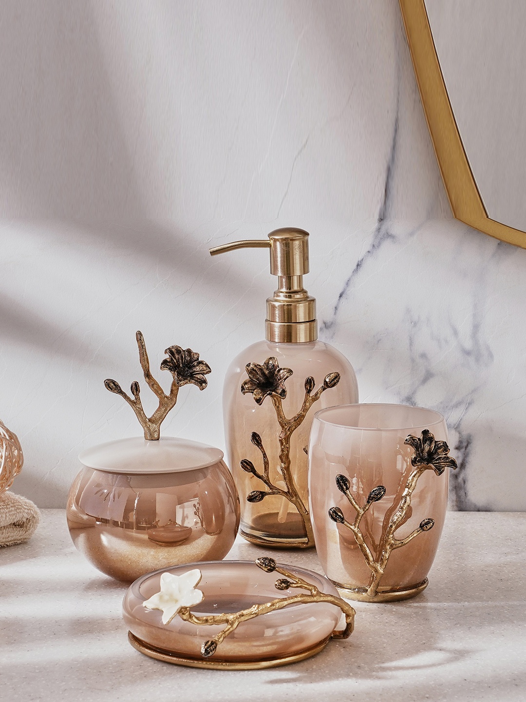 

Home Centre Panama Bloom Beige Glass Soap Dispenser 450 ml
