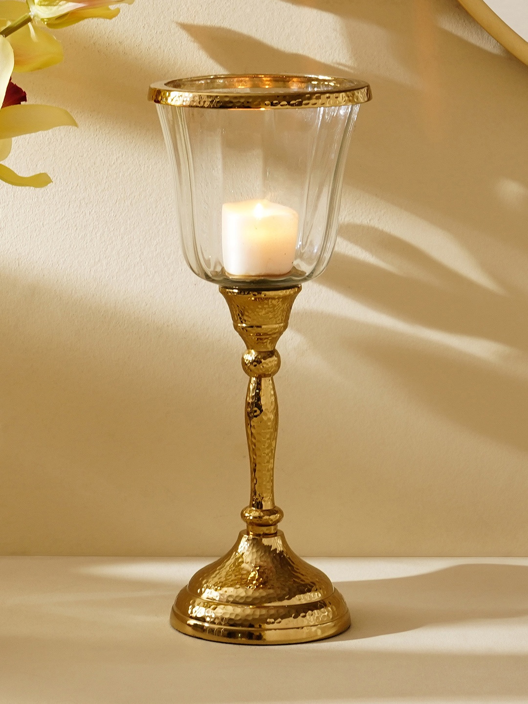 

Home Centre Splendid Gold Toned Rush Gisela Glass Hammered Votive Holder