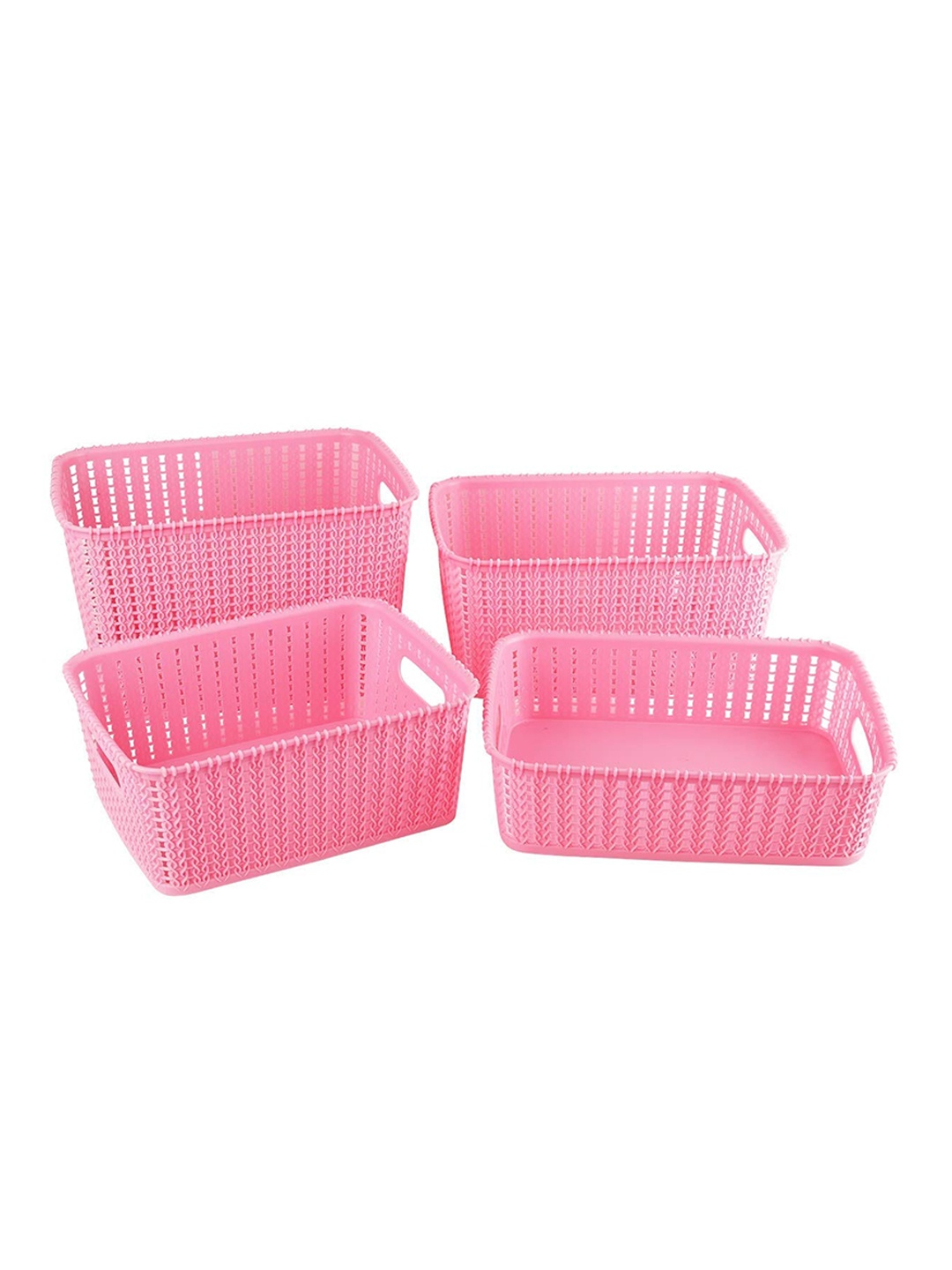 

Cello Style Knit 4 Pieces Pink Small Plastic Basket Without Lid