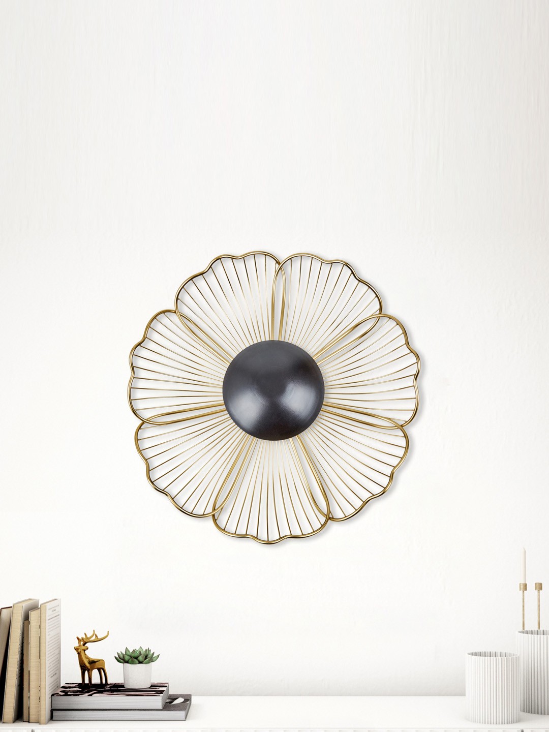 

Home Centre Panorama Yellow & Black Aluminium Flower Wall Decor With Light
