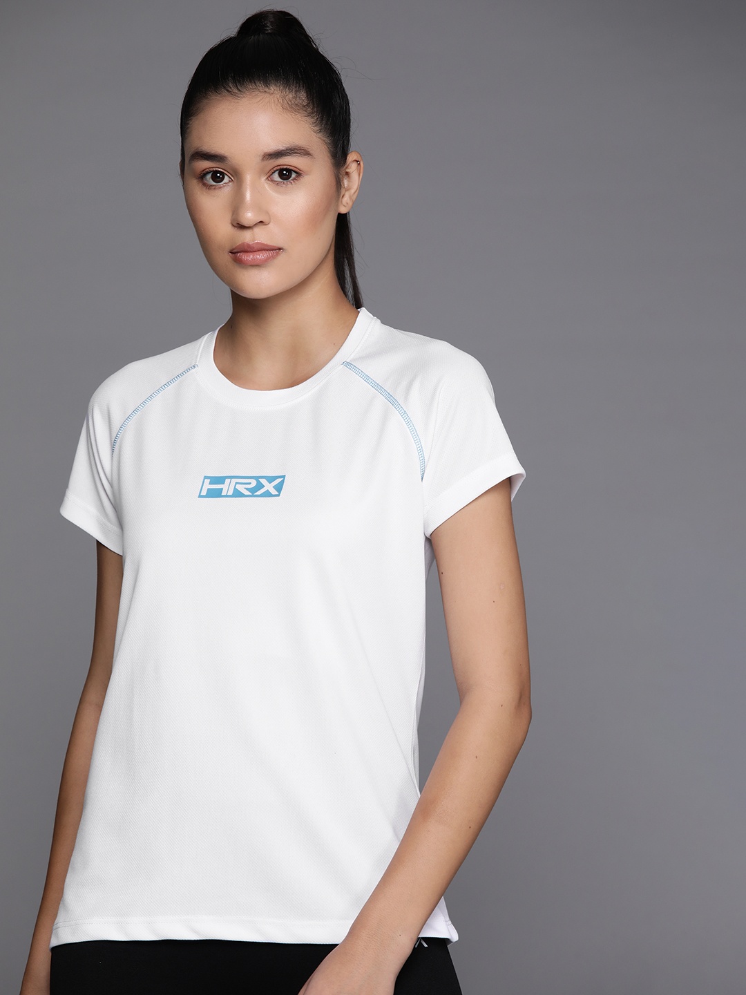 

HRX by Hrithik Roshan Rapid Dry Brand Logo Printed Running T-shirt, White