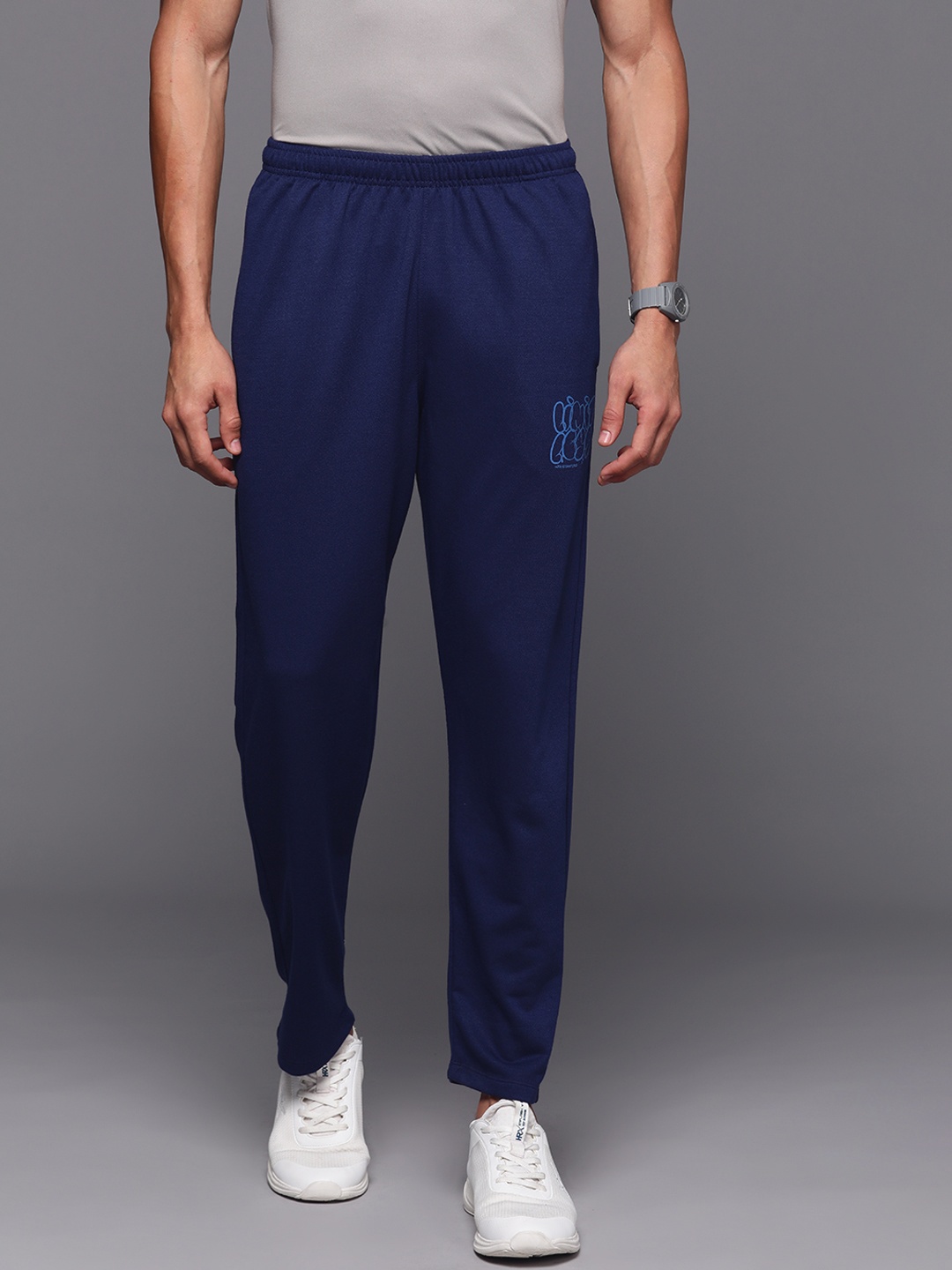 

HRX by Hrithik Roshan Men Printed Detail Track Pants, Navy blue