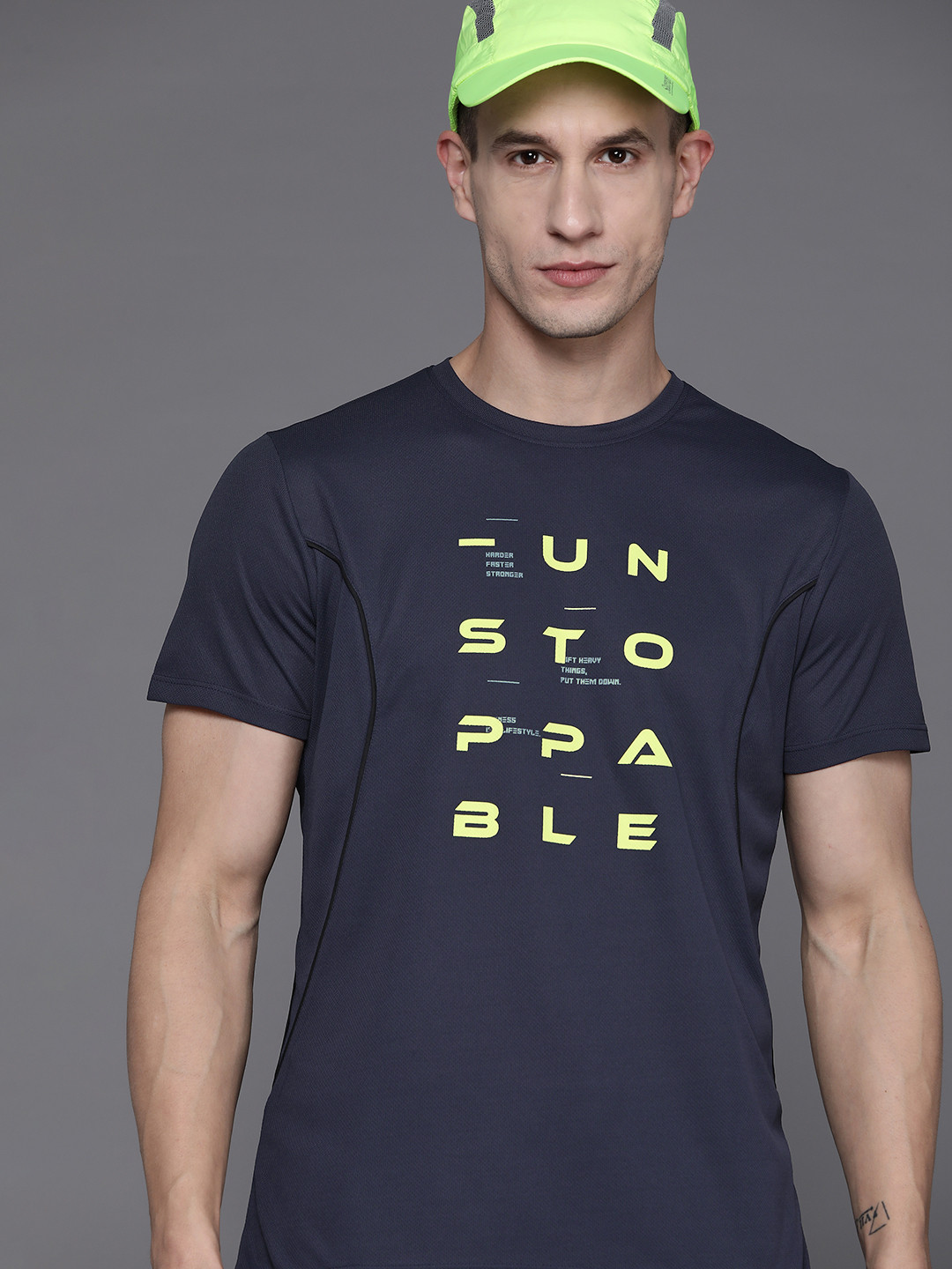 

HRX by Hrithik Roshan Printed Rapid-Dry Training T-shirt, Navy blue