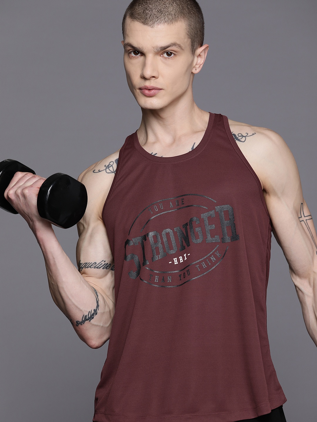 

HRX by Hrithik Roshan Printed Rapid-Dry Training T-shirt, Brown