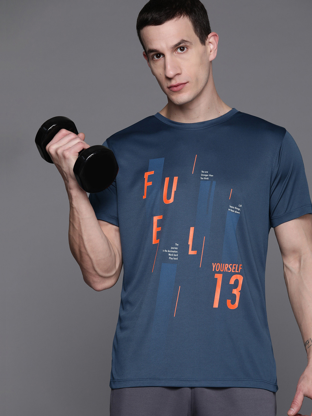 

HRX by Hrithik Roshan Men Printed Rapid-Dry Training T-shirt, Teal