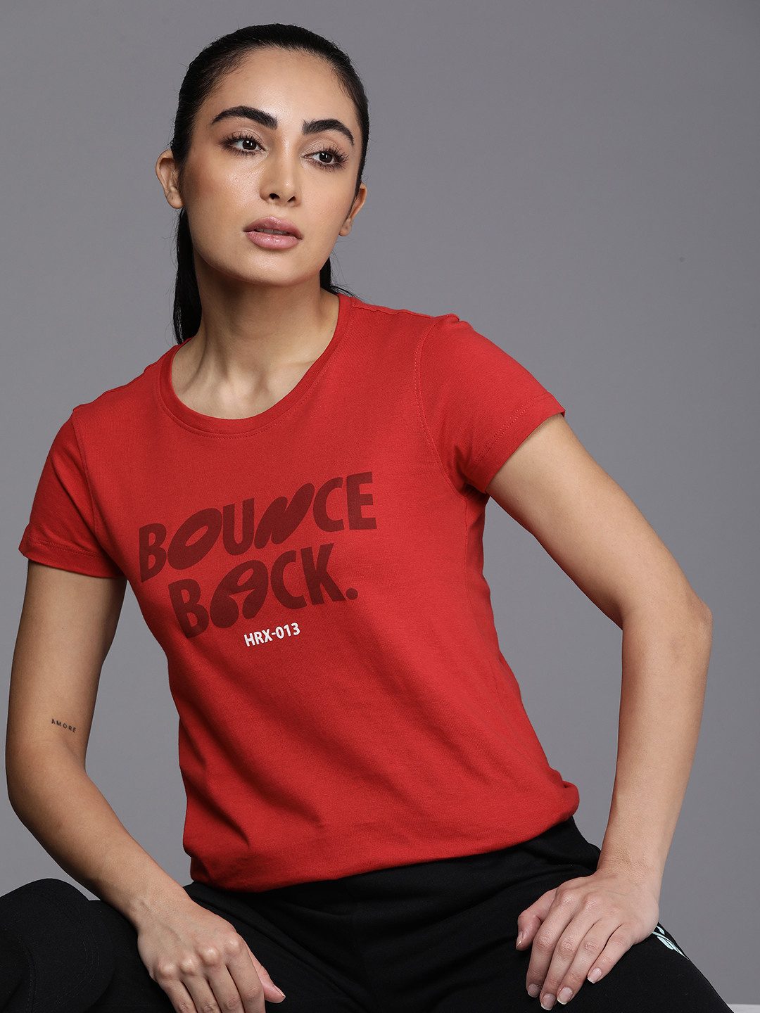 

HRX by Hrithik Roshan Typography Printed Pure Cotton T-shirt, Red