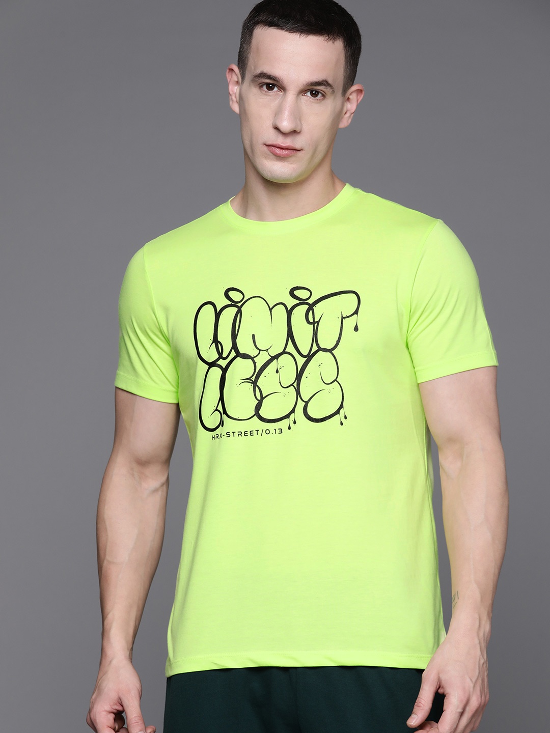 

HRX by Hrithik Roshan Typography Printed T-shirt, Lime green