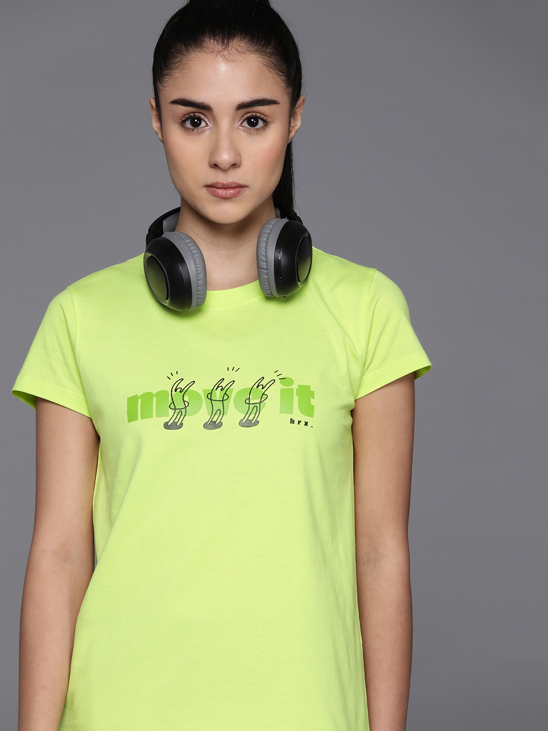 

HRX by Hrithik Roshan Typography Print Pure Cotton T-shirt, Lime green