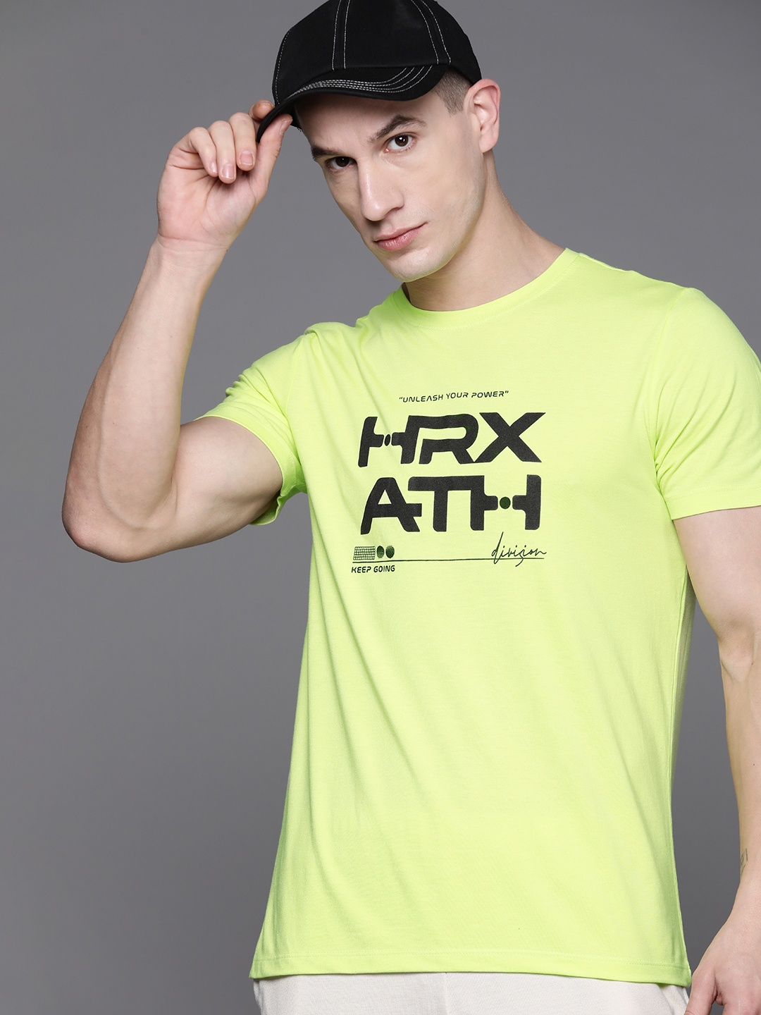 

HRX by Hrithik Roshan Brand Logo Printed T-shirt, Lime green