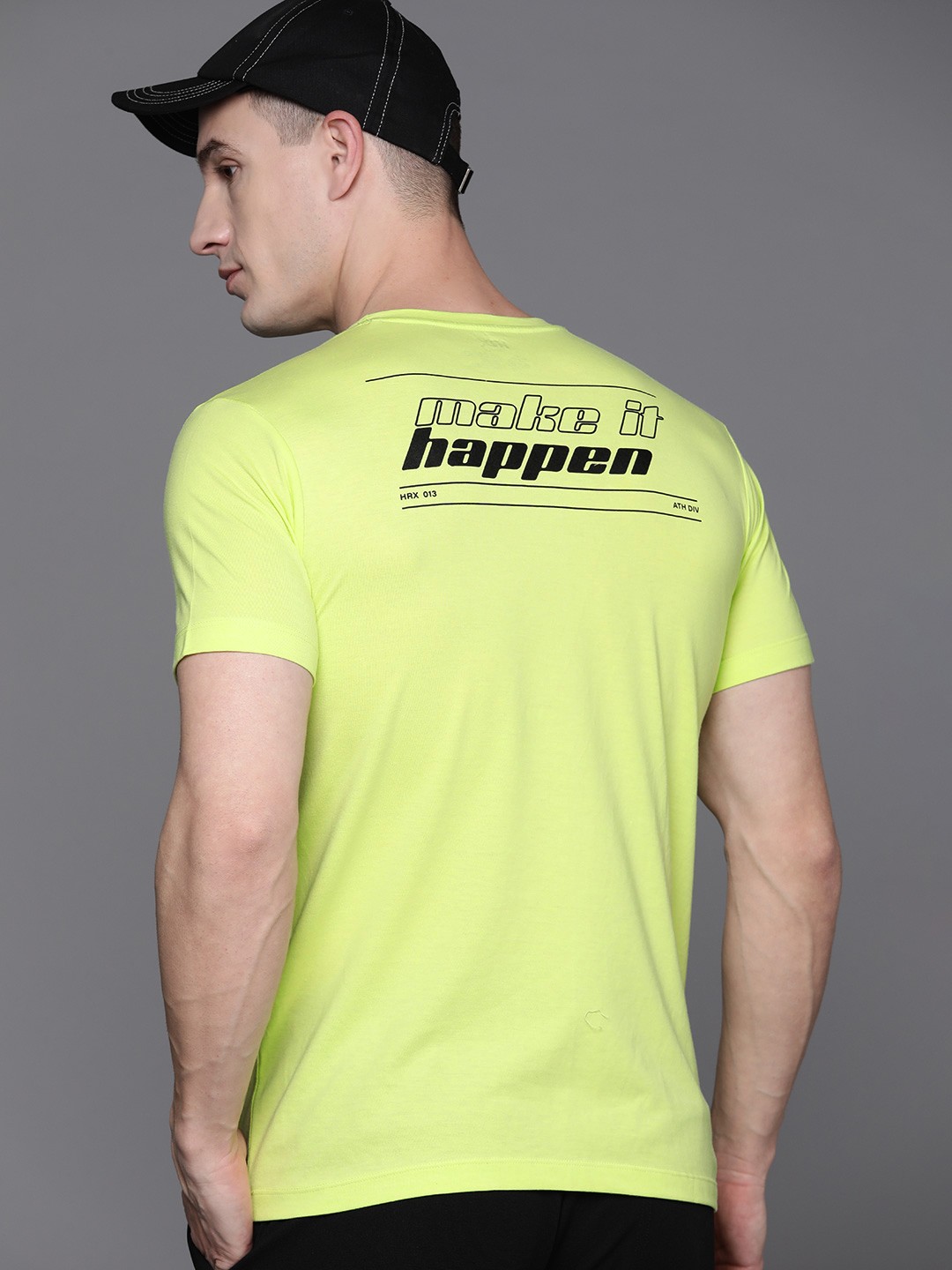 

HRX by Hrithik Roshan Typography Printed T-shirt, Lime green