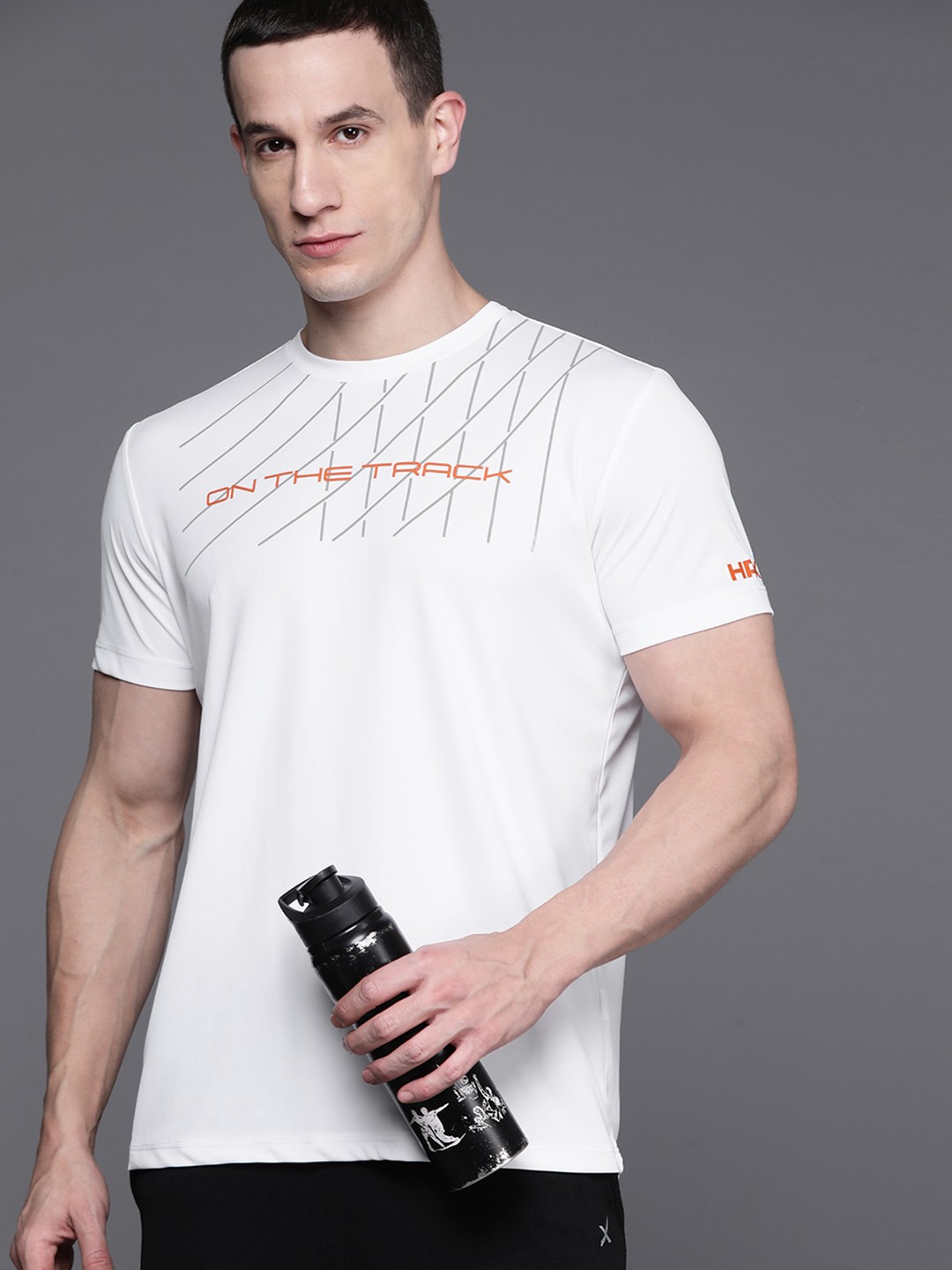 

HRX by Hrithik Roshan Men Typography Printed Rapid-Dry Running T-shirt, White