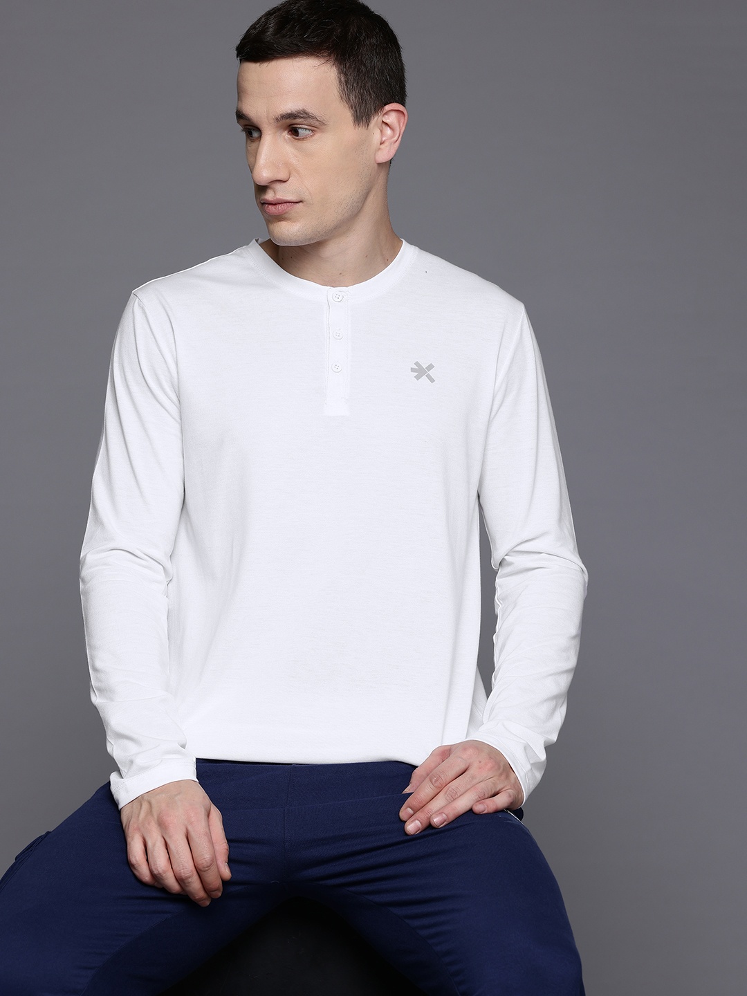 

HRX by Hrithik Roshan Henley Neck Lifestyle T-shirt, White