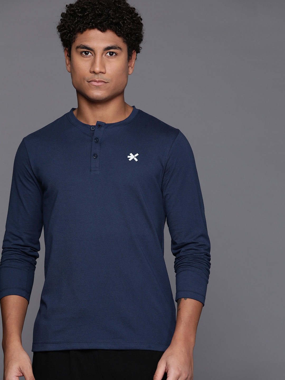 

HRX by Hrithik Roshan Full Sleeves Casual T-shirt, Navy blue