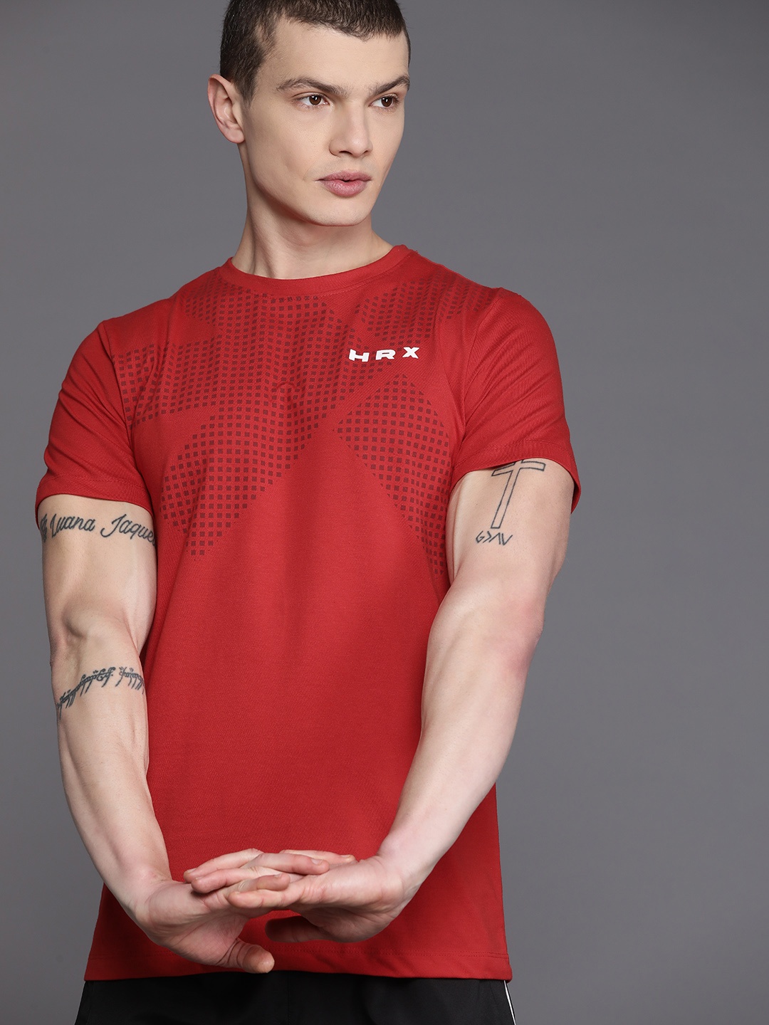 

HRX by Hrithik Roshan Printed Rapid-Dry Training T-shirt, Red
