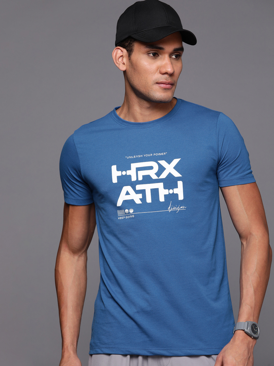 

HRX by Hrithik Roshan Brand Logo Printed Casual T-shirt, Blue