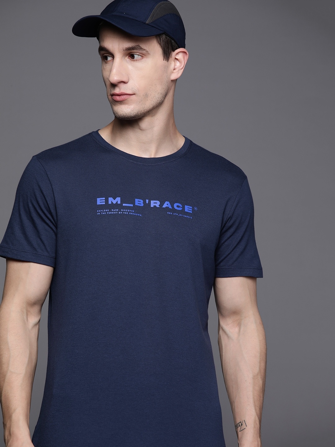 

HRX by Hrithik Roshan Men Typography Printed Lifestyle T-shirt, Navy blue