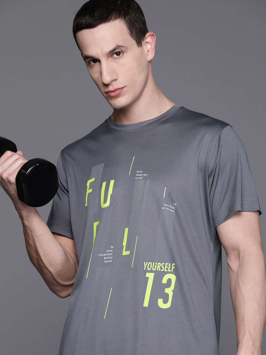 

HRX by Hrithik Roshan Printed Rapid-Dry Training T-shirt, Charcoal