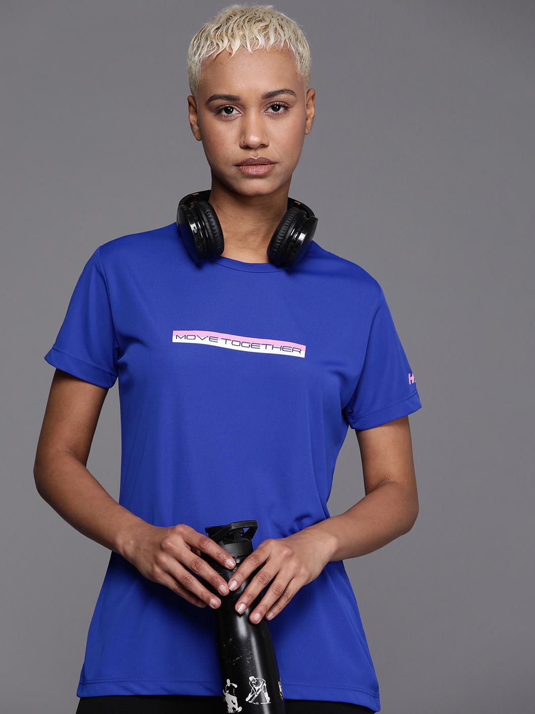 

HRX by Hrithik Roshan Printed Running Rapid-Dry T-shirt, Blue