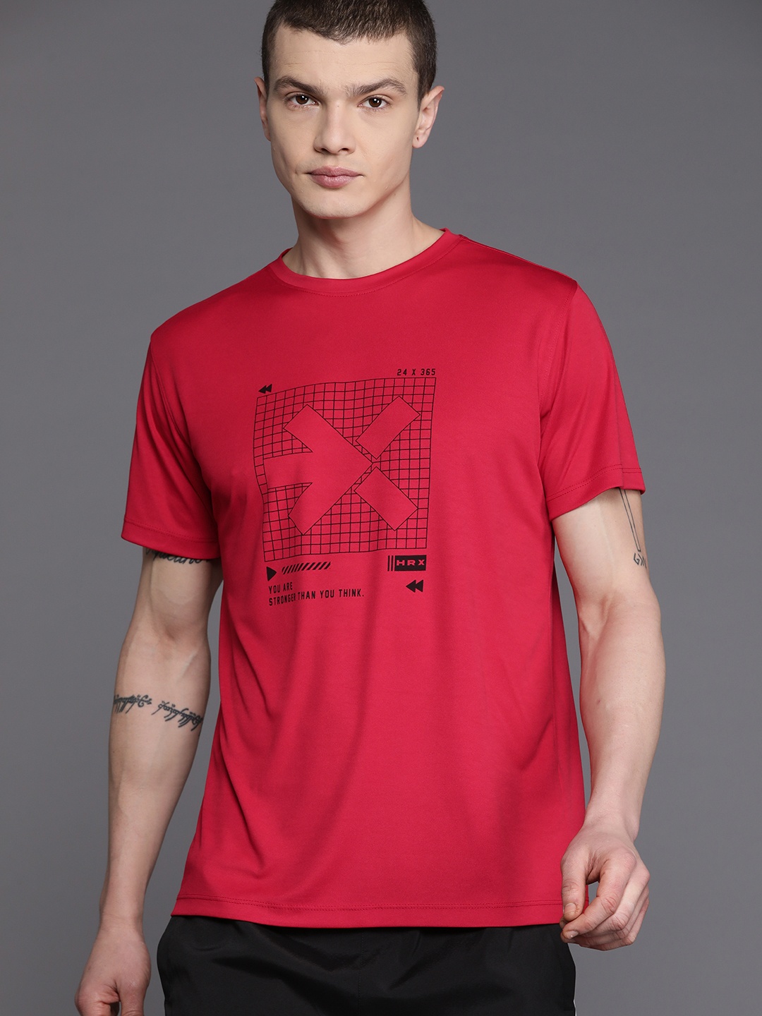

HRX by Hrithik Roshan Printed Training Rapid-Dry T-shirt, Red