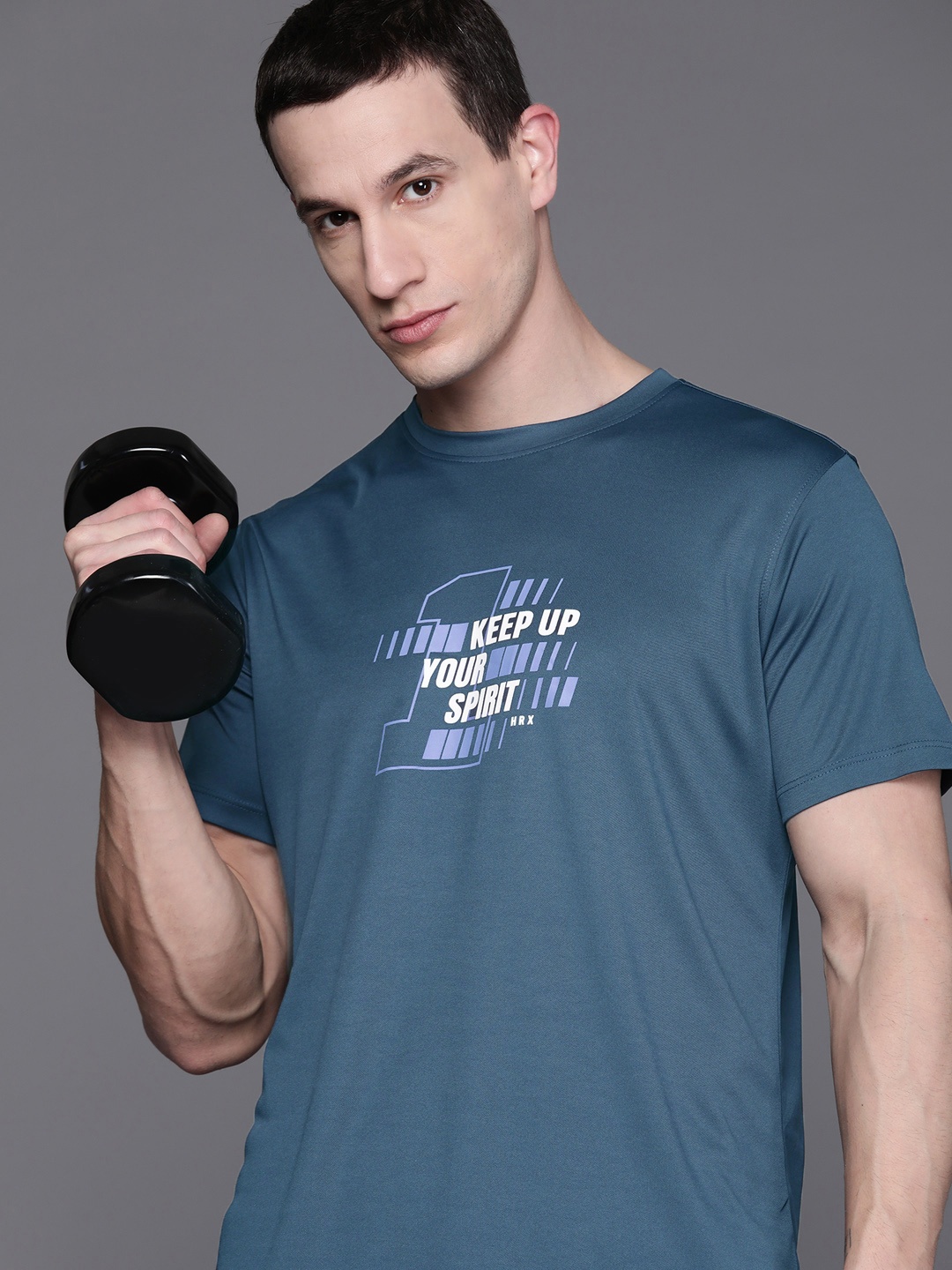 

HRX by Hrithik Roshan Printed Rapid-Dry Training T-shirt, Teal