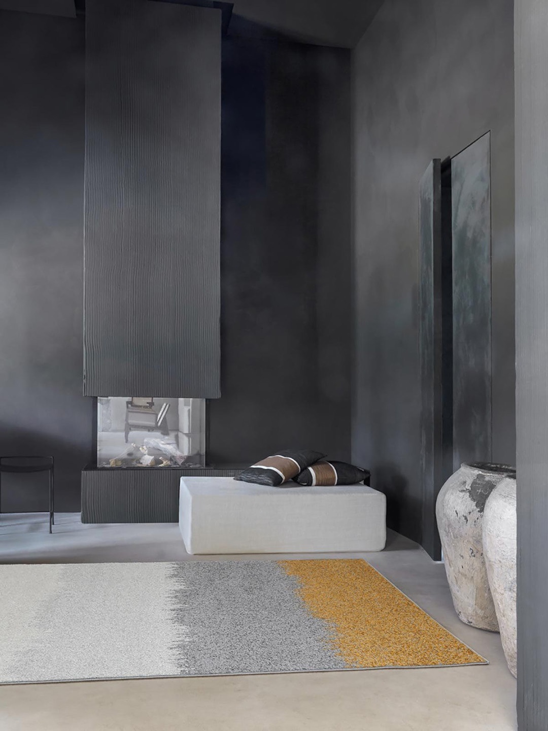 

DDecor Grey & Orange Abstract Rectangular Floor Carpet