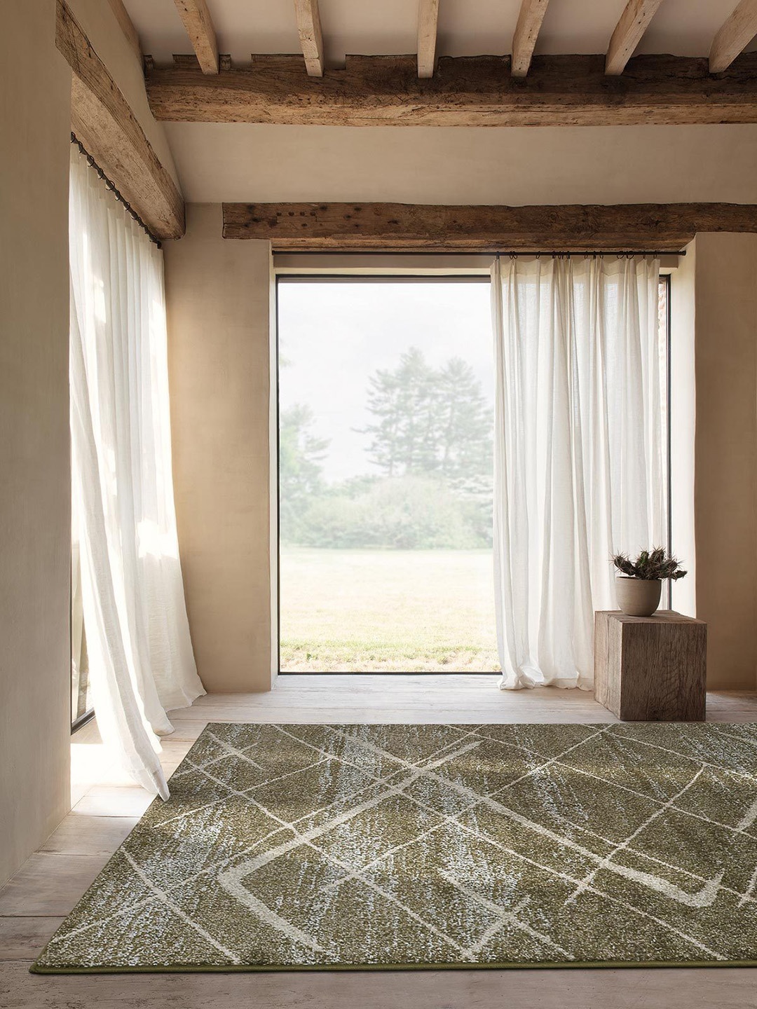 

DDecor Green Geometric Patterned Rectangular Floor Carpet