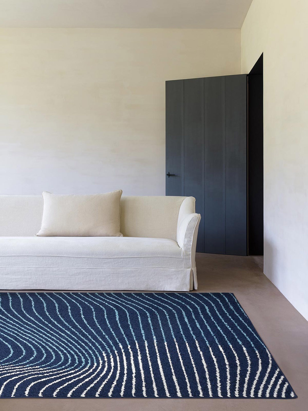 

DDecor Blue & White Striped Rectangular Floor Carpet