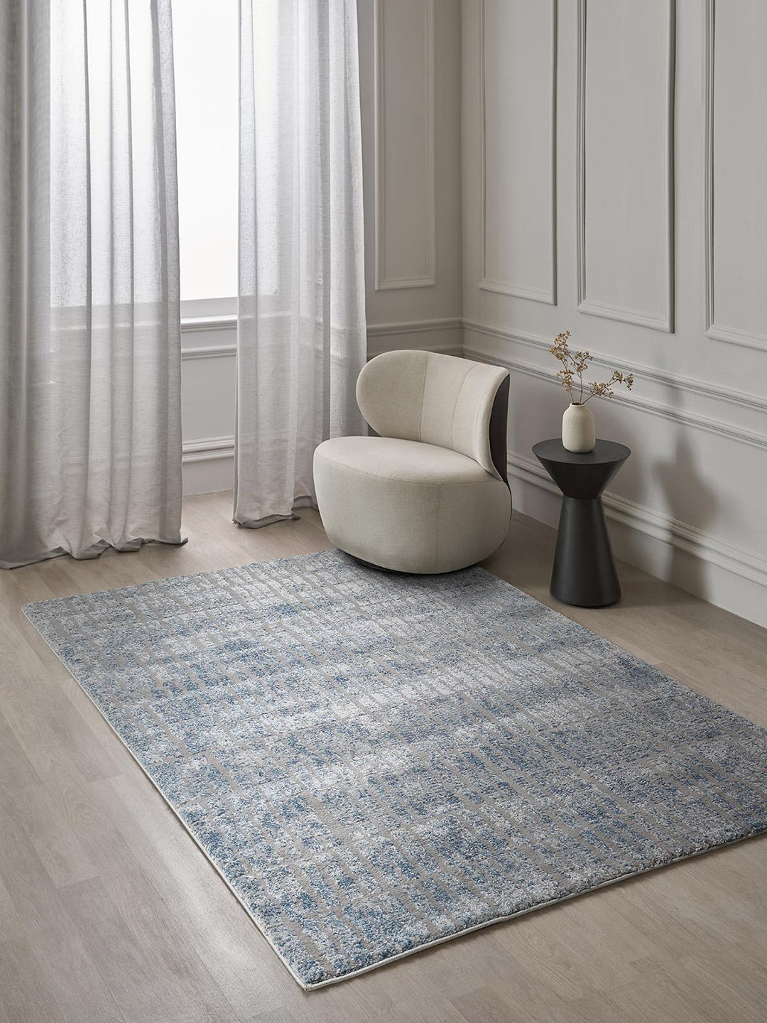 

DDecor Blue & Grey Geometric Patterned Carpet