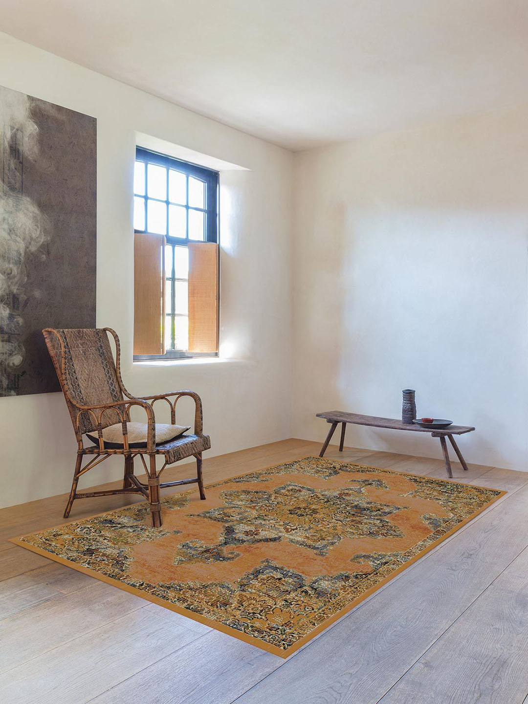 

DDecor Orange Coloured & Blue Traditional Patterned Floor Carpet